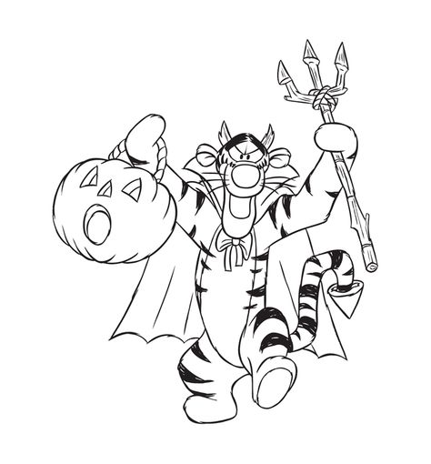 Tiger Halloween coloring page Disney Halloween Coloring Pages, Tigger Halloween, Halloween Pumpkin Coloring Pages, Halloween Coloring Pictures, Halloween Coloring Pages Printable, Winnie The Pooh Halloween, Minion Halloween, Halloween Coloring Sheets, Pumpkin Coloring Pages