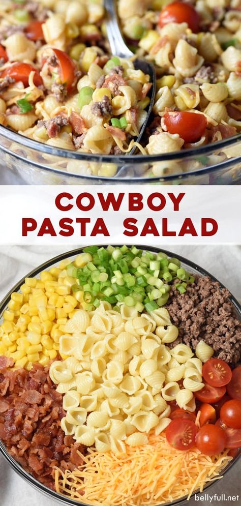 Cowboy Pasta Salad, Cowboy Pasta, Sommer Mad, Resep Pasta, Resep Smoothie, Resep Salad, Idee Pasto Sano, Salad Side Dishes, Pasta Salad Recipes