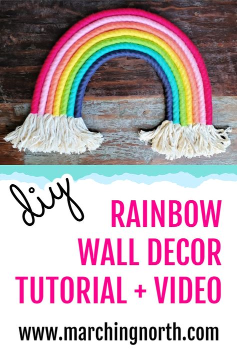 Diy Rainbow Wall, Rainbow Nursery Art, Rainbow Wall Decor, Rainbow Macrame, Rainbow Wall Hanging, Diy Rainbow, Rainbow Room, Rainbow Nursery, Rainbow Decorations