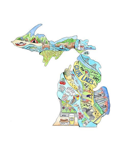 Excited to share this item from my #etsy shop: Michigan map, Print of watercolor Michigan painting, State maps, US state art, Landmark map of Michigan, Yoopers, Detroit, great lakes state Michigan Illustration, Michigan Painting, Sea Otter Art, Great Lakes Map, Sea Turtle Decal, Map Of Michigan, Michigan Map, Bag Painting, Michigan Art