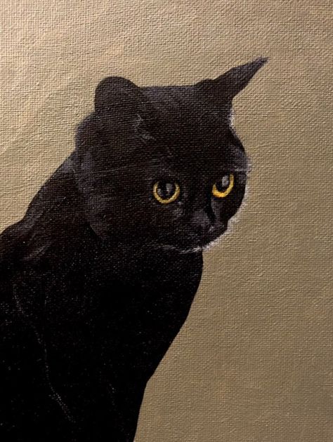 Black Cats Paintings, Cat Painting Easy Simple, Black And Orange Cat Drawing, Painting Ideas For Parents, Funny Cat Paintings, Cat Painting Simple, Cat Acrylic Painting Easy, Black Cat Painting Easy, Simple Cat Painting