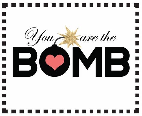 You are the bomb FREE Valentines Day printable by Cuckoo 4 Design Free Valentines Day Printable, You Are The Bomb, Budget Diy Home Decor, Secretary's Day, Youre The Bomb, Love Free, The Bomb, Free Valentine, Budget Diy