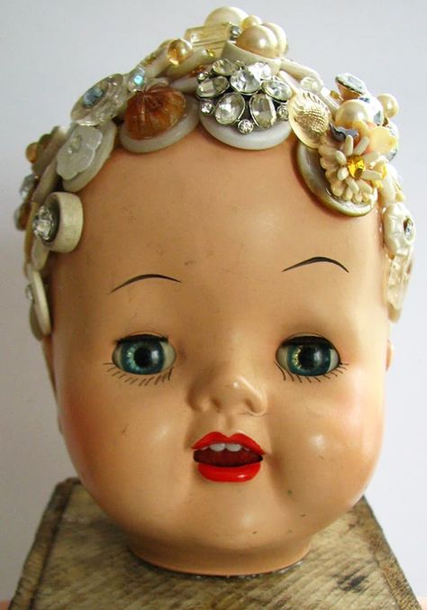 Those Doll Heads that you Diggers & Pickers Keep Finding | Peachridge Glass Doll Head Art, Creepy Baby Dolls, Recycled Toys, Spirit Art Dolls, Assemblage Art Dolls, Head Art, Creepy Doll, Antique Bottle, Object Art