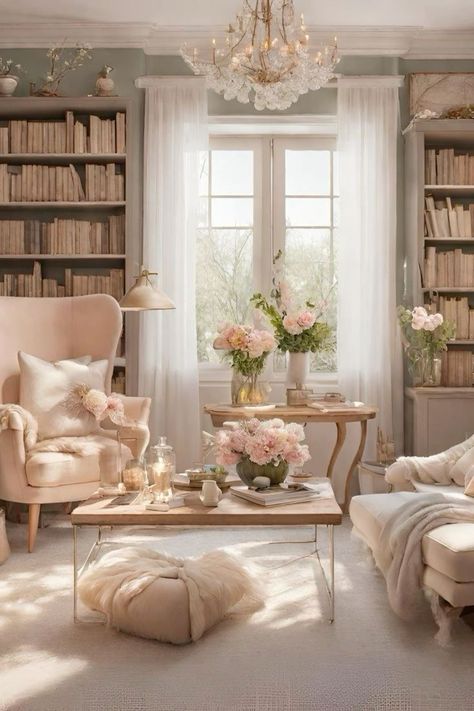 Living Room, Flowers, Furniture