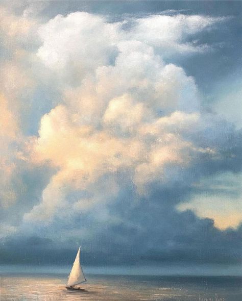 Cloud Painting Acrylic, Watercolor Clouds, Lake Painting, Landscape Paintings Acrylic, Landscape Art Painting, Sky Painting, Cloudy Sky, Cloud Painting, Nature Art Painting