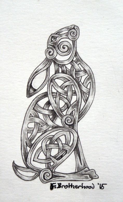 Celtic Rabbit Tattoo, Celtic Hare Tattoo, Hare Tattoo Design, Moon Gazing Hare Tattoo, Celtic Rabbit, Celtic Hare, Hare Tattoo, Celtic Drawings, Celtic Sleeve Tattoos