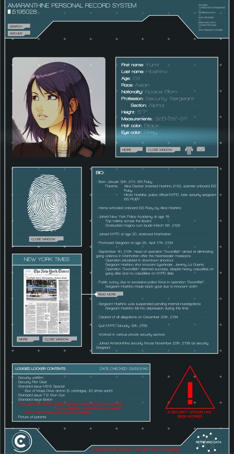 Sci Fi Instagram Feed, Cyberpunk Character Sheet, Sci Fi Graphic Design, Sci Fi Computer, Cv Original, Sci-fi Ui, Oc Template, Character Sheet Template, Theme Template