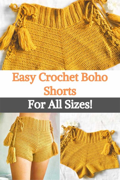 Easy Crochet Shorts Free Pattern, Crochet Summer Bottoms, Free Crochet Cotton Yarn Projects, Crochet Bottoms Pattern Free, Crochet Summer Patterns, Diy Crochet Shorts, Crochet Shorts Pattern Free, Crochet Fashion Boho, Crochet Shorts Outfit