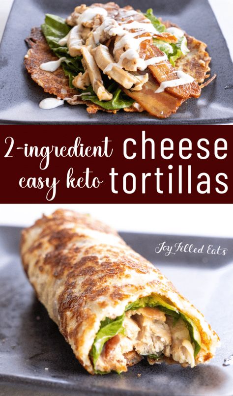 Cheese Tortilla Recipe : 2 Ingredient Keto Tortillas! Cheese Tortillas Keto, Low Carb Tortilla Recipe Meals, Keto Tortilla Recipe, Cheesy Tortilla, Keto Wraps, Low Sugar Dinners, Keto Tortilla, Dinner Recipes Healthy Low Carb, Low Carb Soup Recipes