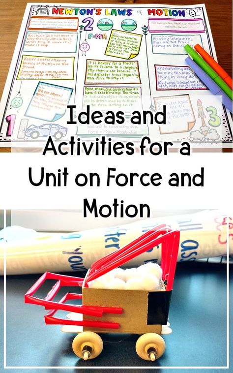 Newtons 1st Law Of Motion Activities, Physical Science Lessons, Newton's Third Law, Motion Activities, Newton's Laws, Life Science Activities, Physics Projects, Motion Ideas, Middle School Science Classroom