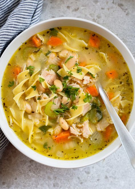 Smoked Turkey Noodle Soup, Homemade Turkey Noodle Soup Recipe, Turkey Broth Soup Recipes, Turkey Noodle Soup Homemade, Turkey Soup Recipes Homemade, Turkey Soup Leftover, Turkey Soup From Carcass Recipes, Leftover Turkey Noodle Soup, Homemade Turkey Noodle Soup