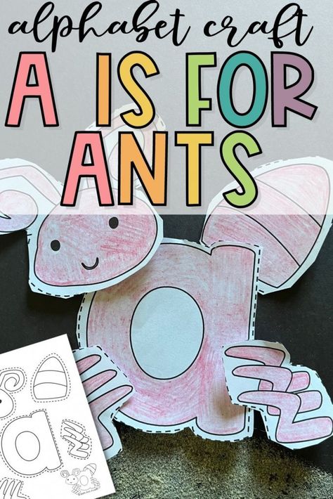 A Is For Ant Preschool, A For Ant Craft, A Is For Ant Craft, Ant Crafts For Preschool, Craft Letter A, Learning The Letter A, Ants Printable, A Is For Ant, Ant Craft