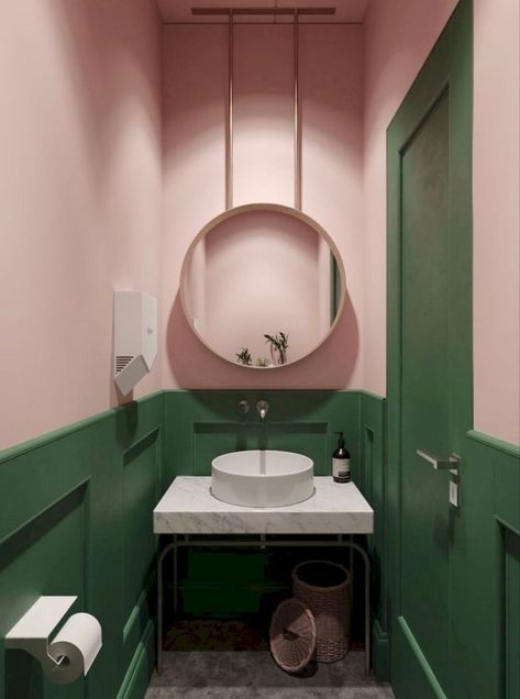 Bad Inspiration, Master Decor, Bathroom Color, Trendy Bathroom, Pink Bathroom, Green Bathroom, Small Bathroom Decor, Bathroom Colors, Green And Pink