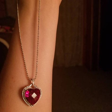 Sapphire Heart Necklace, Ruby Heart Pendant, Morganite Jewelry, Red Heart Necklace, Clear Crystal Necklace, Ruby Heart, Red Pendants, Ruby Pendant, Pendant For Women