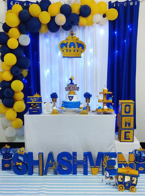 Prince Birthday Theme Decorations, Royal Prince Birthday Party Decorations, Prince Theme Birthday Decoration, Prince Themed Birthday Party, Royal Prince Birthday Theme, Royal Prince Birthday Party, Soccer Party Decorations, 7th Birthday Boys, Prince Birthday Theme