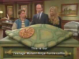 This is our teenage mutant ninja turtle coffin Donnie 2012, Al Bundy, Mutant Mayhem, Ninja Turtles Funny, Children's Comics, Turtles Funny, Married With Children, Tmnt Turtles, Teenage Mutant Ninja Turtle