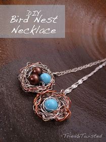 DIY Bird Nest Necklace: Tried&Twisted Diy Bird Nest, Bird Nest Jewelry, Bird Nest Necklace, Birds Nest Necklace, Glitter Headbands, Diy Birds, Birds Nest, Necklace Tutorial, Diy Wire Jewelry