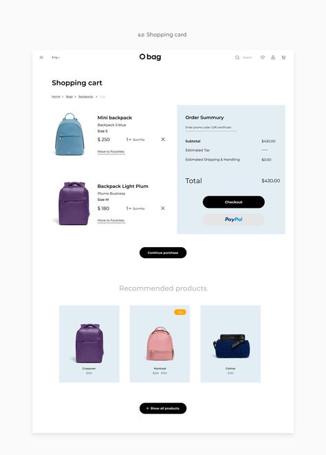 Checkout Website Design, Bag Website Design, E Commerce Ui Design, E Commerce Web Design, Desain Ux, Blog Layout Design, Card Ui, Mobile App Design Inspiration, Ecommerce Web Design