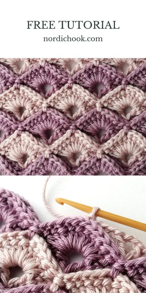 The box stitch - Nordic Hook - Free crochet tutorial Crochet Box Stitch, Crochet Box, Crochet Stitches Free, Crochet Blanket Designs, Crochet Stitches For Beginners, Sewing Embroidery, Blanket Patterns, Crochet Stitches Tutorial, Crochet Instructions