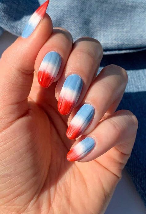 Memorial Day Nails, Red White And Blue Nails, 4th Of July Nail Designs, White And Blue Nails, July Nail Designs, 4th Nails, 4th Of July Nail, Firework Nails, Patriotic Nails