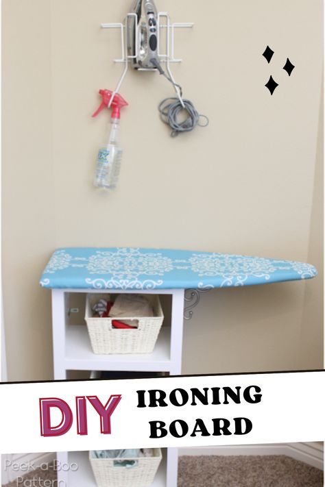 The DIY Ironing Board is a perfect way to make your own customized ironing board, complete with storage for your iron and whatever else. Ironing Board Ideas, Ironing Board Tables, Diy Ironing Board, Rolled Fabric Flowers, Build Your Own Shelves, Diy Crayons, Crayon Holder, Choosing Fabric, Fabric Flower Tutorial