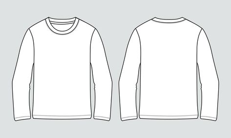 Long Sleeve Drawing, Gents T Shirts, Clothing Templates, Full Sleeve Tshirt, Shirt Drawing, Flat Sketches, Thermal Long Sleeve, Shirt Template, White Long Sleeve Shirt