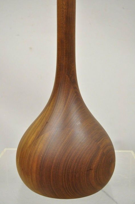 Mid-Century Danish Modern Staved Teak Wood Bulbous Sculpted Table Lamp Natural Wood Home Decor, Natural Wood Home, Rattan Lighting, Bamboo Wall Art, Rattan Decor, Bamboo Home, Wood Vases, Bamboo Baskets, Wooden Lamps