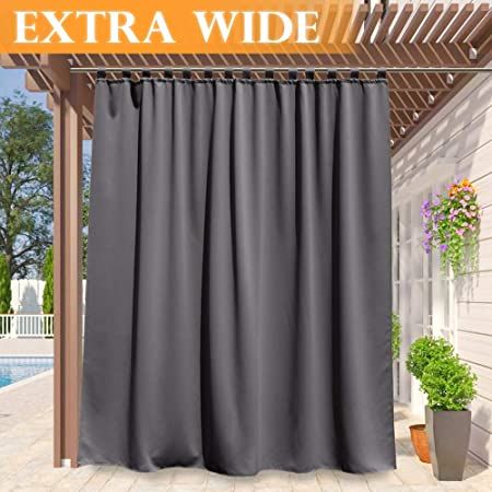 Amazon.com: RYB HOME Outdoor Décor Curtains - Outdoor Window Shade Solid Heavy Duty Panel Sliding Top Tab, Waterproof Sun Light Block for Garage Cabana Gazebo Patio Door, 100 x 120 inch Long, Grayish White: Home & Kitchen Pergola Privacy, Outside Curtains, Curtain Outdoor, Outdoor Curtain Rods, Porch Pergola, Porch Gazebo, Indoor Porch, Outdoor Drapes, Outdoors Indoors