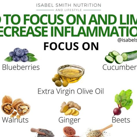 Isabel Smith, MS RD CDN on Instagram: "⭐ FOODS TO FOCUS ON AND LIMIT TO DECREASE INFLAMMATION ⭐ Inflammation can happen due to a variety of factors. One way inflammation through diet can occur is when the ratio of Omega’3s to Omega’6s we consume gets thrown off ⭐ This is pretty easy to do when we are consuming diets that are filled with processed and fast foods ⭐ Focus on eating a diet rich in a plant-based diet with high-quality proteins and fats ⭐ The foods we listed above are especially high in Omega 3’s (anti-inflammatory compounds!) ⭐ On the other hand, do your best to limit processed foods that are likely high in inflammatory oils and other compounds that do your body more harm than good!  #gut #guthealth #healthygut #hormone #hormones #hormonehealth #hormonalbalance #histamine #alle Inflammatory Oils, Fast Foods, Decrease Inflammation, High Quality Protein, Gut Healing, Hormone Health, Healthy Gut, Do Your Best, Hormone Balancing