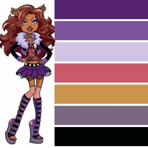 Clawdeen color palette Clawdeen Wolf Bedroom, Draculaura Color Palette, Monster High Color Palette, Clawdeen Wolf Outfit Inspiration, Wolf Colors, Monster High Pictures, Clawdeen Wolf, Monster High Art, Monster High Characters