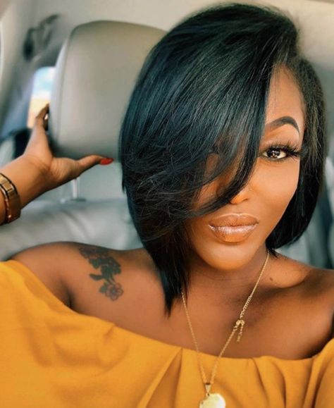 7 Hairstyles You Can Wear This Fall - Voice of Hair Bob Hairstyles With Color Black Women, Short In Back Long In Front Hairstyles Graduated Bob, Pointy Tail Hairstyles Black Women, Atlanta Hair Stylist, See In Bob Weave Black Women, Medium Bob Hairstyles For Black Women, Bob Leave Out Sew In, Silk Press With Bangs, Black Bobs On Black Women