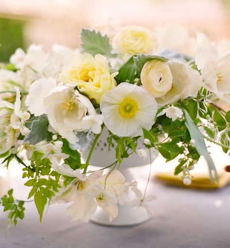 White Elegant Centerpieces, Spring Wedding Centerpieces, Simple Bouquet, Green Wedding Inspiration, White Flower Arrangements, Quiet Space, White Poppy, Flowers Photo, Yellow Bedroom