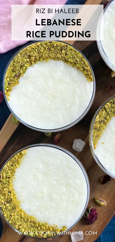 Arabic Rice Pudding, Mediterranean Rice Pudding, Middle Eastern Rice Pudding, Dessert Rice Recipes, Libya Recipes, Egyptian Rice Pudding, Lebanese Rice Pudding, Lebanese Breakfast Recipes, Turkish Rice Pudding