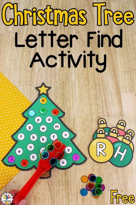 This Christmas Tree Letter Find Activity is a fun way for your preschoolers and kindergarteners to practice identifying and matching lowercase and capital letters this holiday season. Click on the link to learn more! https://abcsofliteracy.com/christmas-tree-letter-find-activity/ Language And Literacy Center Preschool, December Small Group Preschool, Christmas Preschool Center Ideas, Prek Language Activities, Tk Christmas Activities, Family Literacy Activities Preschool, Christmas Alphabet Activities Preschool, Christmas Preschool Literacy Activities, Ugly Sweater Preschool Craft