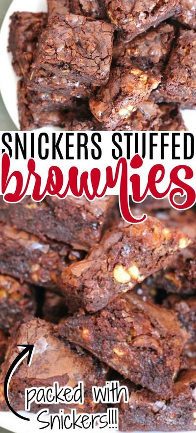 Snickers Brownies, Stuffed Brownies, Snicker Brownies, Bar Desserts, Brownie Bars, Homemade Strawberry Sauce, Homemade Snickers, Thanksgiving Desserts Easy, Snickers Bar