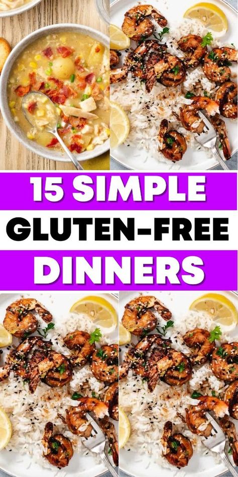 15 Simple Gluten-Free Dinner Recipes: Easy & Tasty Discover 15 simple gluten-free dinner recipes that are easy and tasty, perfect for enjoying delicious meals without gluten. | Simple gluten-free dinner recipes | Easy gluten-free meals | Tasty gluten-free dinner ideas | Gluten-free recipes for dinner | Quick gluten-free dinners | Healthy gluten-free dinner recipes | Delicious gluten-free meals | Easy gluten-free recipes Celiac Recipes Dinner, Easy Gf Dinner, Dinner Recipes Delicious, Thyroid Healthy Foods, Healthy Gluten Free Dinner Recipes, I Care A Lot, Celiac Diet, Gluten Free Food List, Gluten Recipes