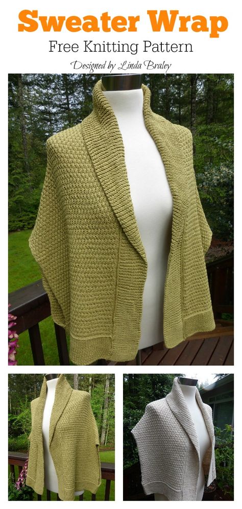 Shawl Sweater Knitting Patterns, Knitted Sweater Shawl, Crossover Wrap Knitting Pattern, Waistcoat Knitting Pattern Free, Aran Poncho Knitting Patterns Free, Shawl Knit Patterns, Knitted Wraps Free Patterns Easy, Shrugs Knitting Patterns, Knit Ruana Pattern Free