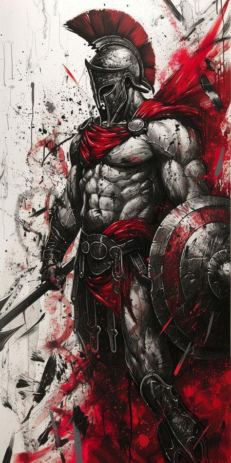 Spartan Tattoo Designs Men, Viking Art Illustration, Spartan Tattoo Design, Comic Book Tattoo, Spartan Tattoo, Warriors Illustration, Warriors Wallpaper, Tattoos Infinity, Spartan Warrior