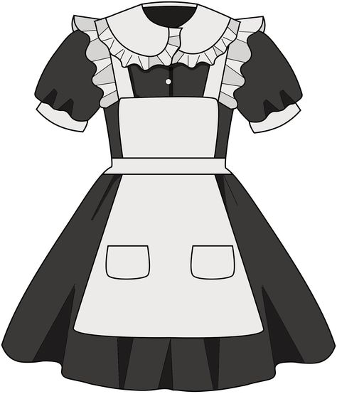 Maid Dress Base Drawing, Maid Dress Reference, Maid Dress Drawing Reference, Maid Dress Drawing, Maid Outfit Drawing, Maid Dress Anime, Maid Drawing, Outfit Template, Diy Vest