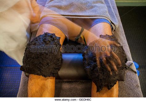 Mud therapy.Caldes de Boi Spa, Boí valley. Lleida province. Catalonia. Spain - Stock Image Mud Therapy, Thermal Baths, Catalonia Spain, Thermal Bath, Pyrenees, Stock Photography, Photo Image, Vector Illustration, Spain