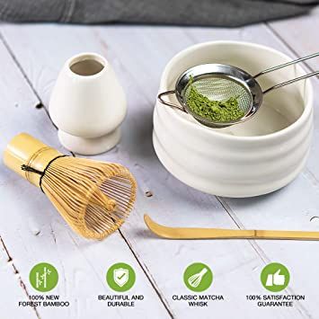 AmazonSmile: Marce Japanese Matcha Tea Set - Matcha Whisk, Ceramic Bowl and Whisk Holder, Traditional Bamboo Scoop and Stainless Sifter - Handmade Ceremony Starter Kit (5 Pcs) : Home & Kitchen Matcha Ceremony, Matcha Kit, Matcha Tea Ceremony, Matcha Cup, Jade Leaf Matcha, Bamboo Whisk, Japanese Matcha Tea, طقم شاي, Matcha Tea Set