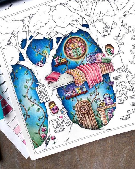 Johanna Basford Coloring Book Rooms Of Wonder, Rooms Of Wonder Coloring Book, Johanna Basford Rooms Of Wonder, Rooms Of Wonder Johanna Basford, Rooms Of Wonder, Millie Marotta Coloring Book, Colored Pencil Art Projects, Joanna Basford Coloring, Enchanted Forest Coloring