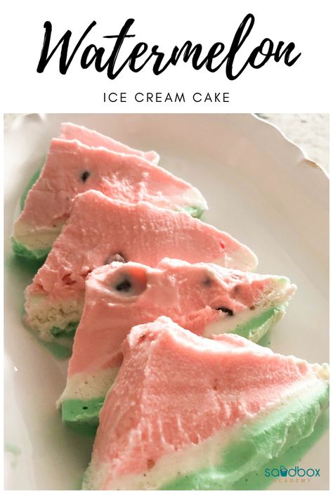 Watermelon Ice Cream Cake, Watermelon Recipes Dessert, Ice Cream Videos, Green Ice Cream, Raspberry Sherbet, Watermelon Ice Cream, Lime Sherbet, Ice Cream Birthday Cake, Ice Cream Cake Recipe