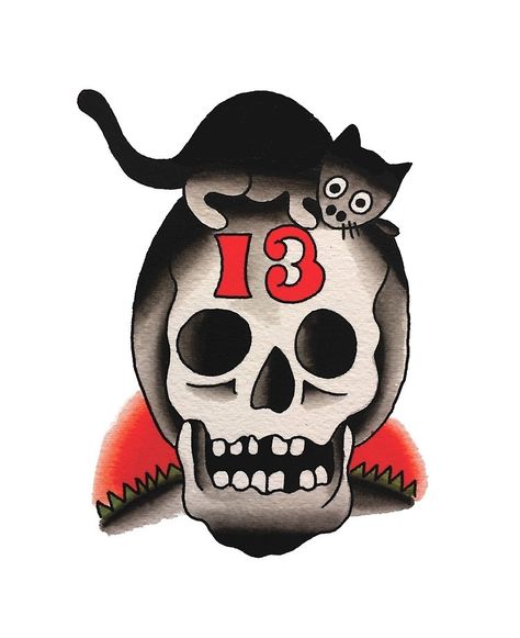 Number 13 Tattoos, Lucky Number 13, Friday The 13th Tattoo, 13 Tattoo, Happy Friday The 13th, 13 Tattoos, Tattoo Skull, True Tattoo, Lucky 13