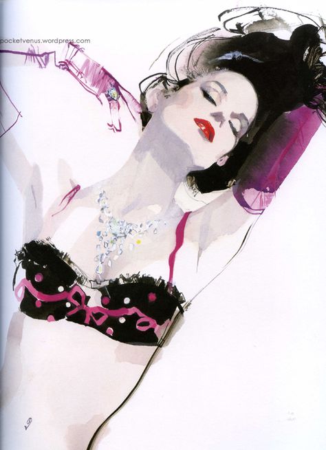 David Downton Lingerie Illustration, David Downton, 얼굴 드로잉, Fashion Art Illustration, Fashion Illustrator, Illustration Sketches, A Drawing, Daily Art, Fashion Sketches