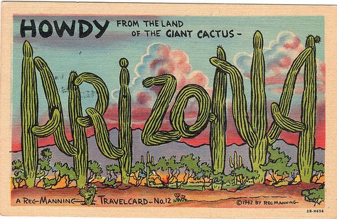 Vintage AZ postcard Vintage Arizona, Poster Fonts, Hail Storm, 11x14 Frame, Stock Art, Personalized Wall Art, Large Letters, Post Cards, Vintage Postcards