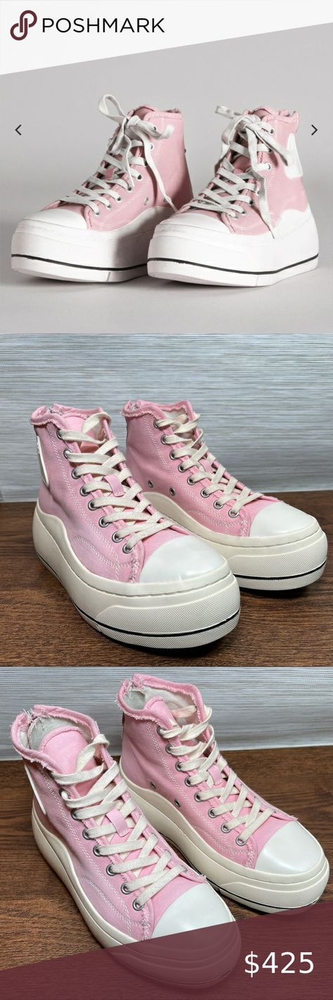 R13 Kurt High Top Pink Sneakers Size 7 R13 Shoes, White Platform, White Caps, High Top Sneaker, Pink Sneakers, Round Leather, Converse Sneaker, Wedding Sneaker, High Top