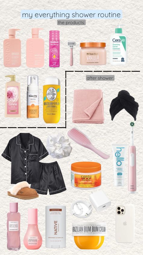 my everything shower routine (on Sundays) #outfitinspo #beauty #pinkaesthetic #vanillagirlaesthetic Everything Showers List, Ultimate Everything Shower Routine, Correct Shower Order, My Everything Shower Routine, Best Everything Shower Routine, Sunday Shower Routine, Everything Shower Essentials, Shower Essentials Aesthetic, Everything Shower Routine Aesthetic