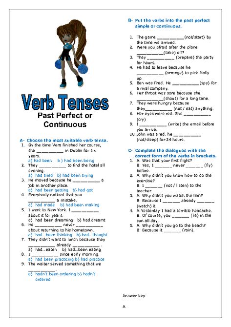 BusyTeacher.org Past Perfect Vs Past Perfect Continuous, Past Perfect Tense Worksheets, Past Perfect Continuous Worksheets, Past Perfect Tense, English Tenses, Tenses English, Simple Past Tense, Perfect Tense, Work Sheet