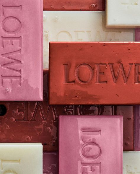 LOEWE Perfumes | LOEWE Home Scents Solid Soaps. Available in two sizes: the original Large and new, streamlined, Duo Set. … | Instagram Flower Branding, Red Colour Palette, Beauty Products Photography, Pink Candles, Color Crush, Design Visual, Home Scents, Branding Photoshoot, Creative Ads